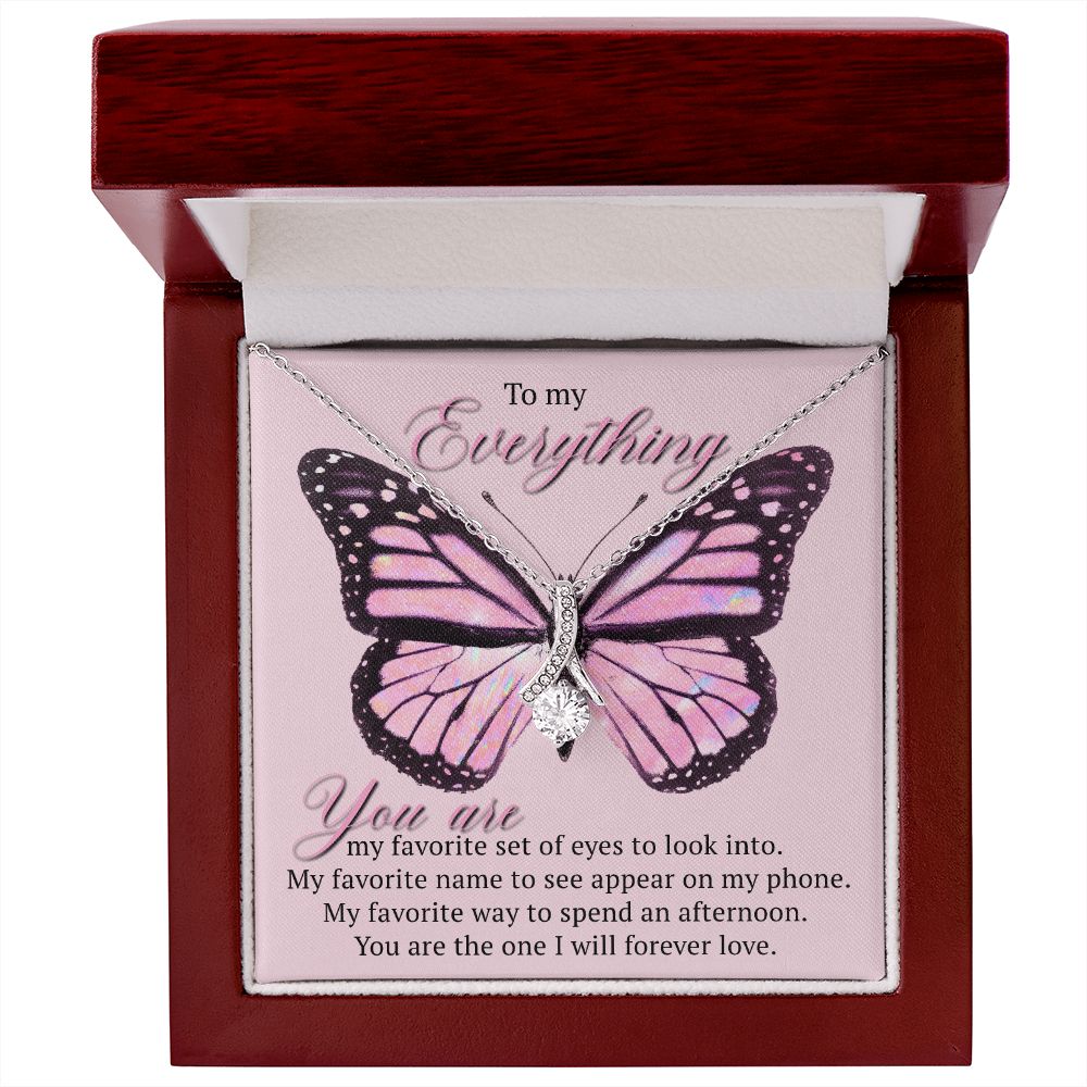 To My Everything Gift for Her - Pink Butterfly - Alluring Beauty Necklace
