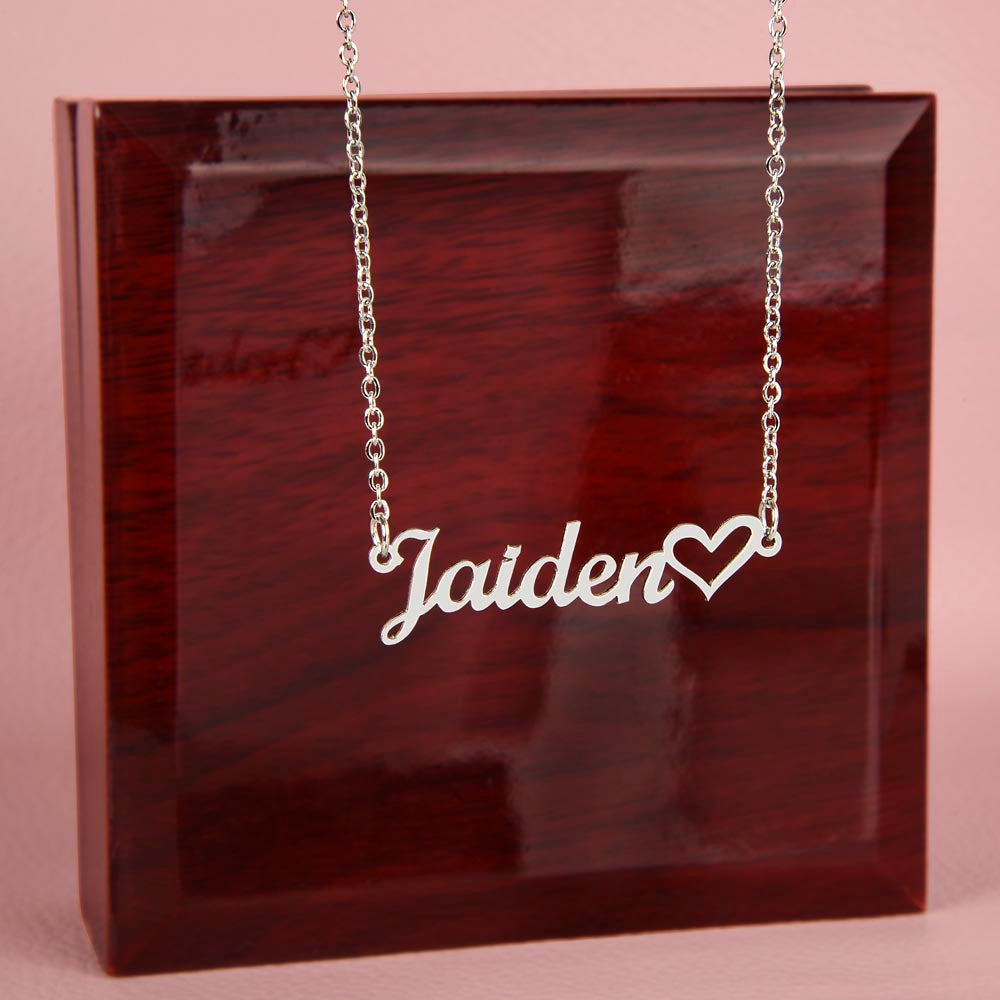 Custom Name Necklace w/ Heart - Beloved Gifts Personalized Name Necklace
