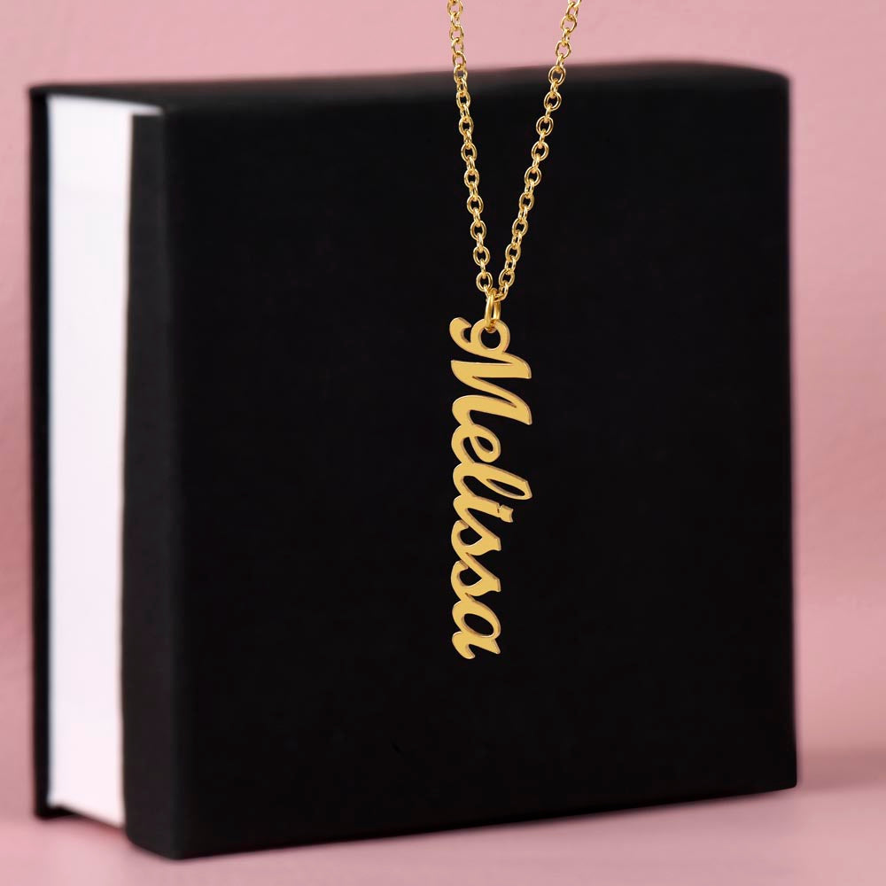 Custom Name Necklace - Personalized Vertical Name Necklace - Beloved Gifts