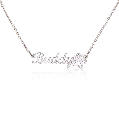 Custom Name Necklace - Personalized Paw Print Name Necklace - Beloved Gifts