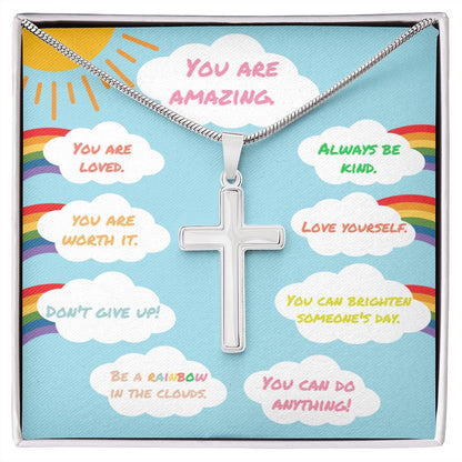 Chick-fil-A Inspired Affirmation Necklace - Beloved Gifts Chick fil A Cross Necklace