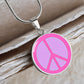 Preppy Peace Sign Necklace - Pink