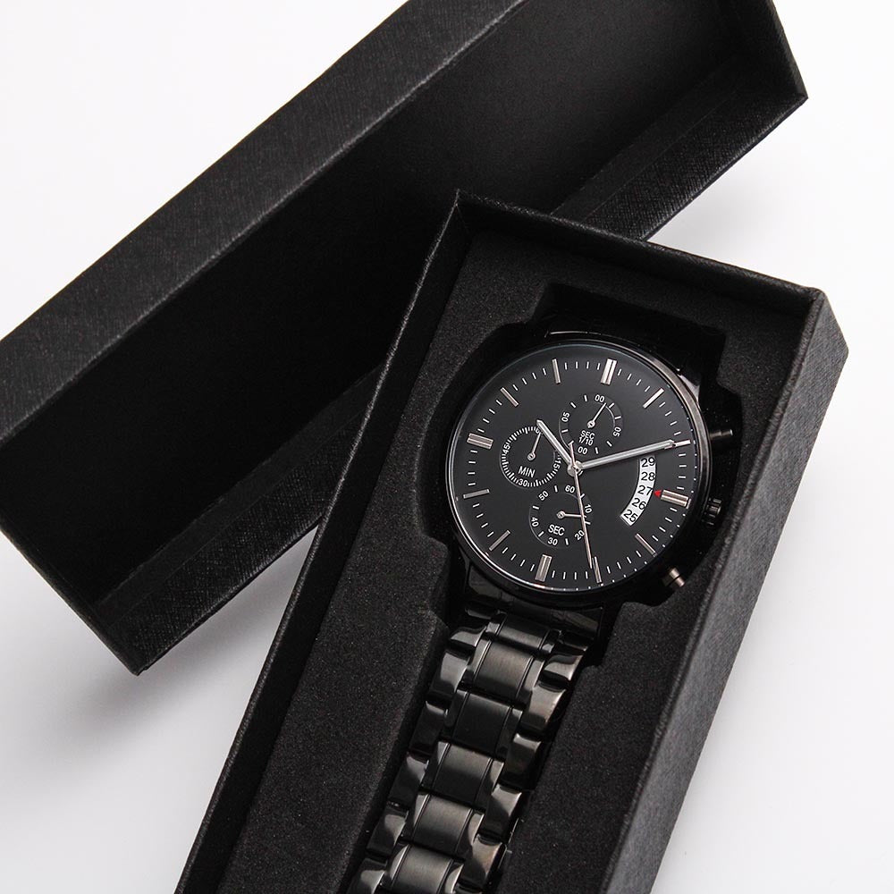 Fiancé Gift - Counting Down - Black Chronograph Watch