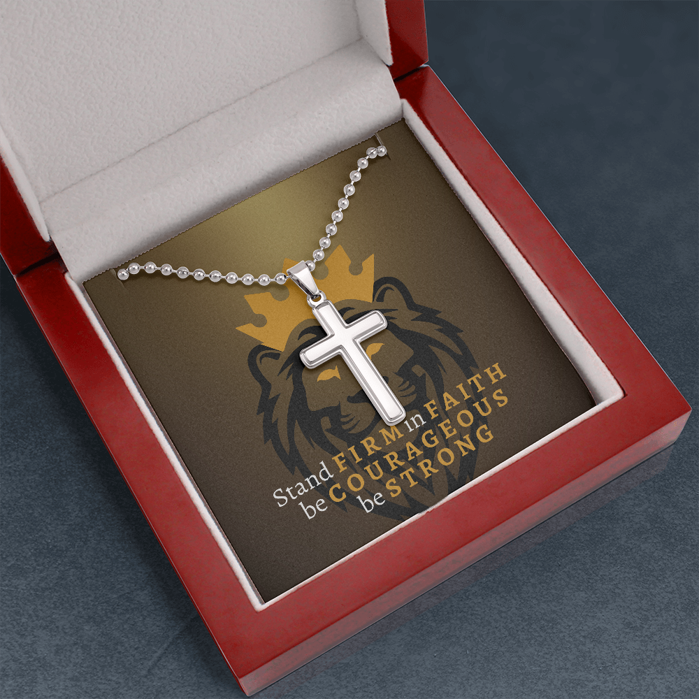 Lion of Judah - Stand Firm - Ball Chain Cross Necklace