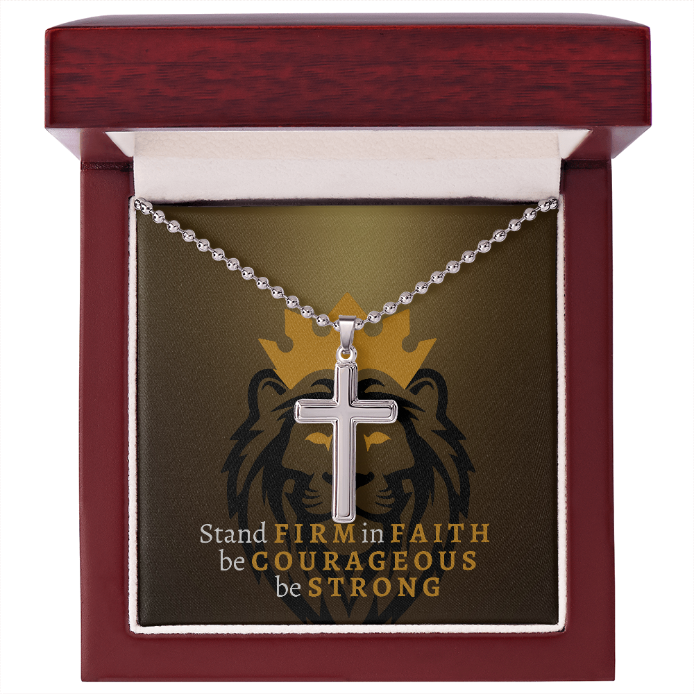 Lion of Judah - Stand Firm - Ball Chain Cross Necklace