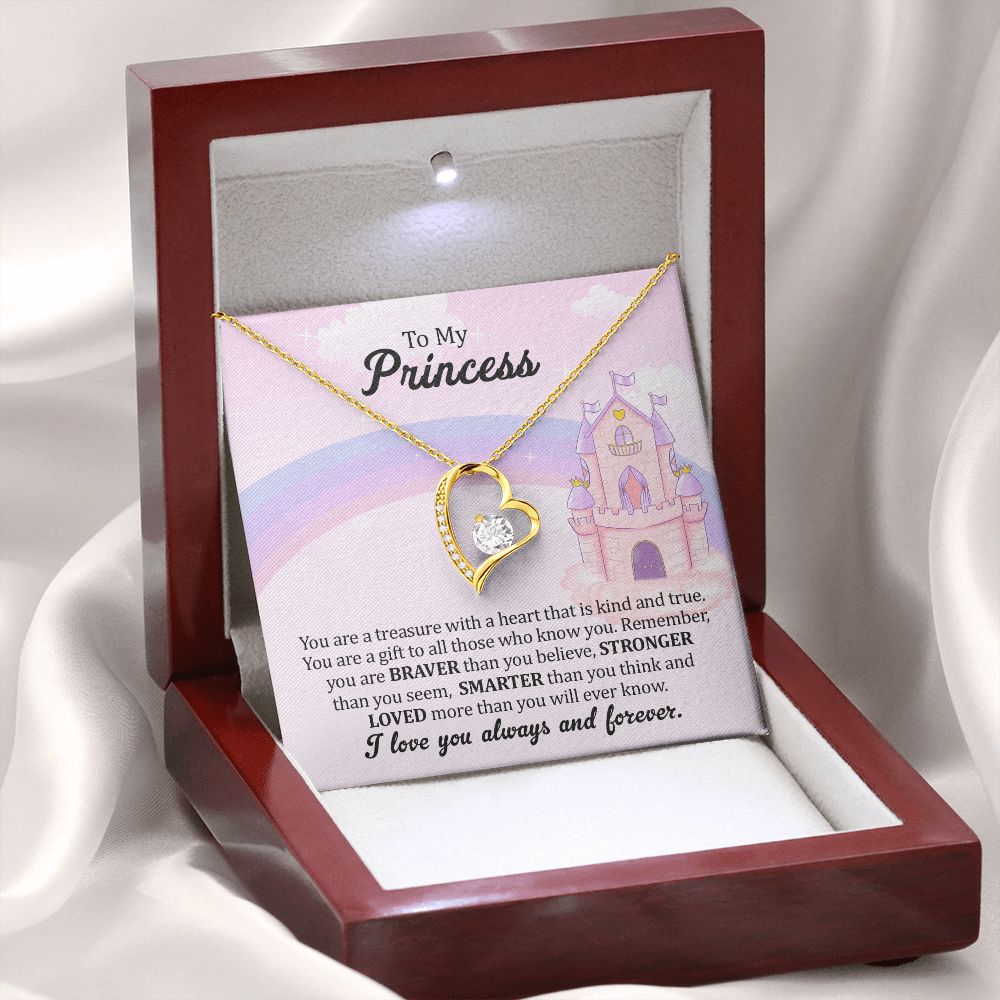 To My Princess - You Are A Treasure - GOLD Forever Love Necklace