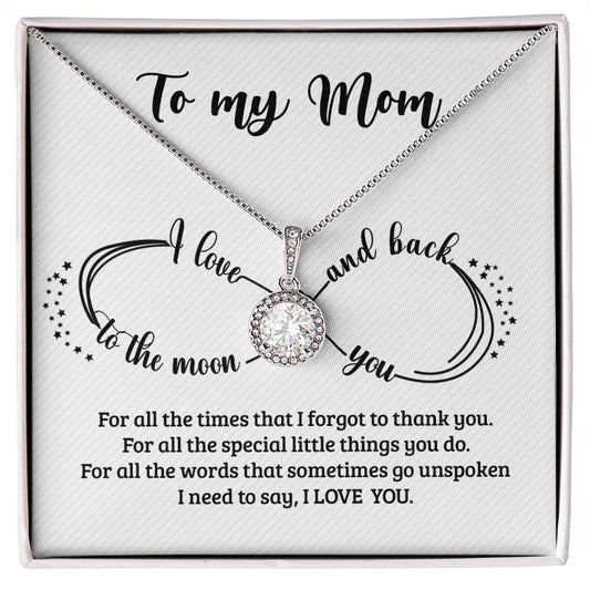 Gift for Mom - Infinity Moon and Back Necklace - Eternal Hope