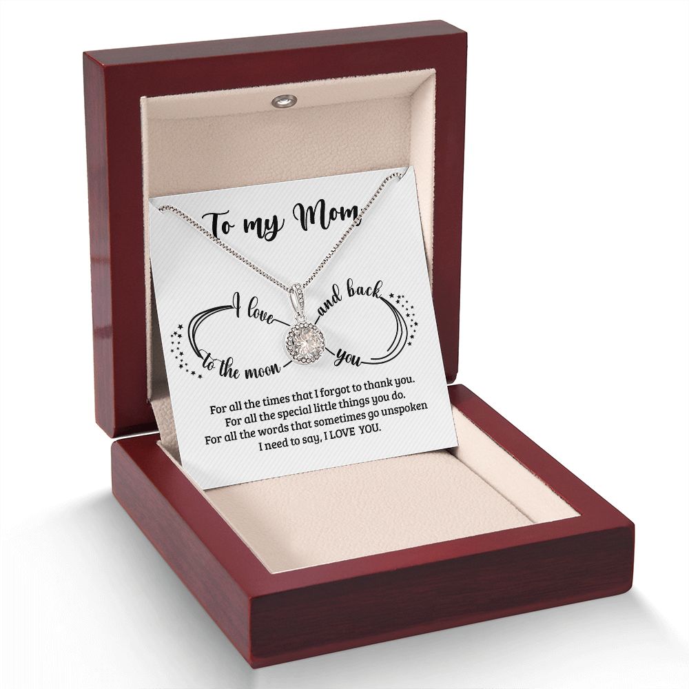Gift for Mom - Infinity Moon and Back Necklace - Eternal Hope