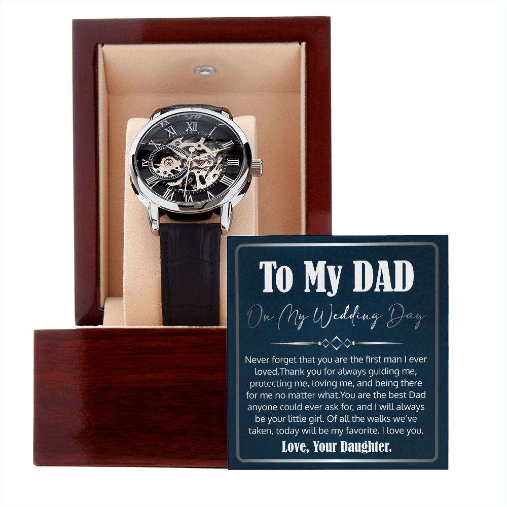 To My Dad - Wedding Gift From Bride - Openwork Skeleton Watch
