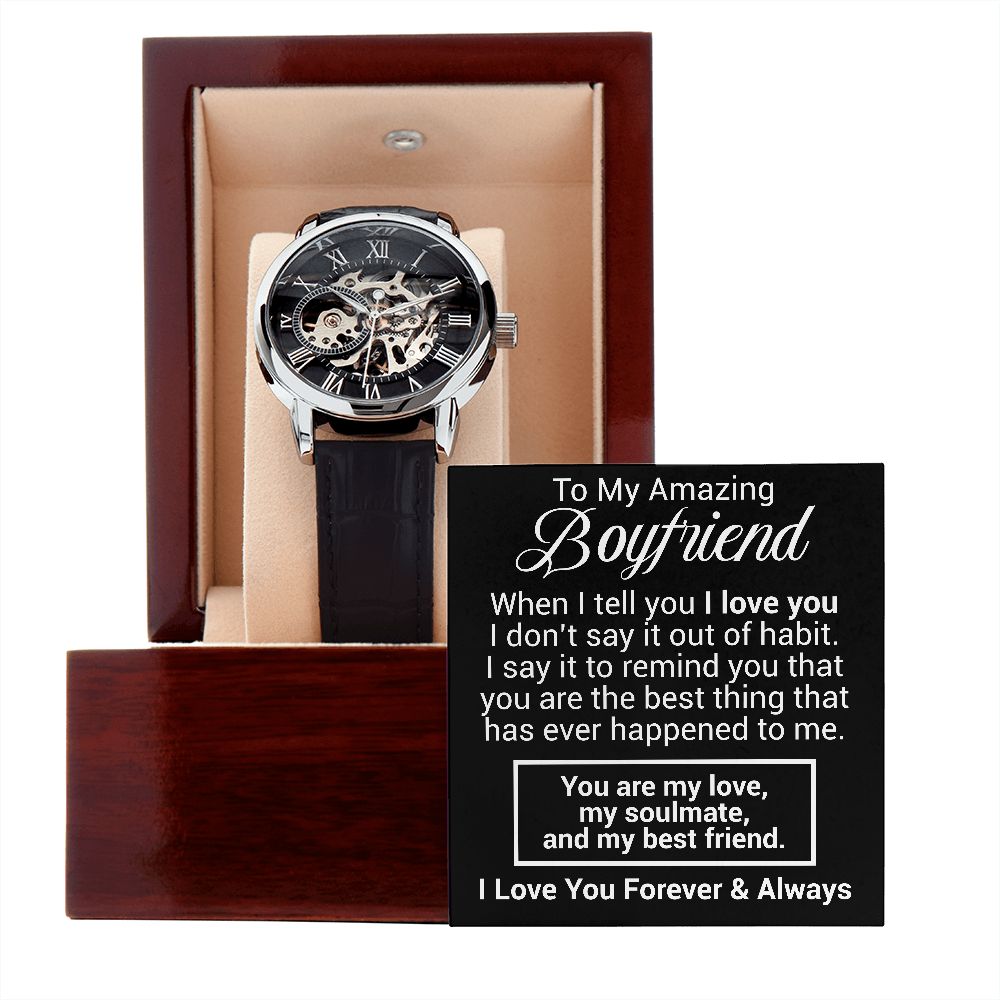 To My Amazing Boyfriend - Openwork Skeleton Watch