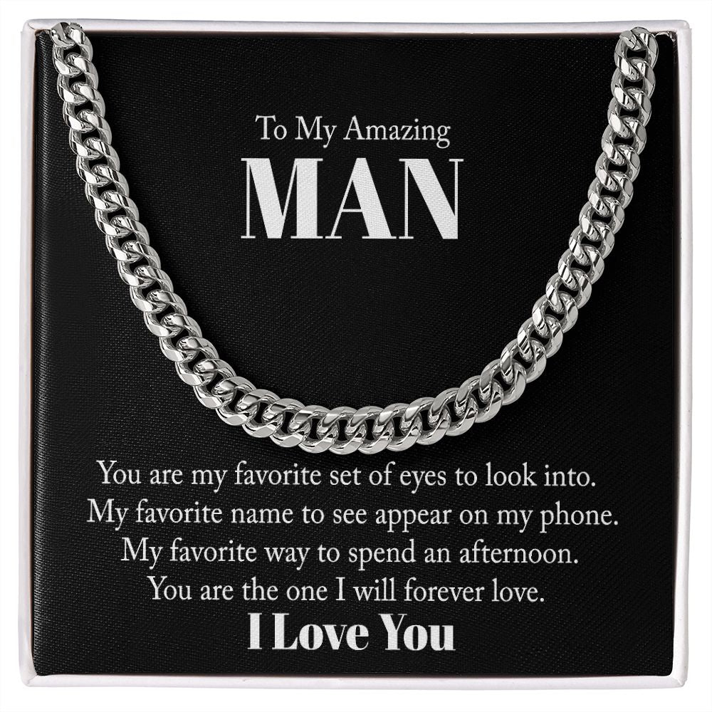 Gift for Him - My Favorite - Silver Cuban Link Chain