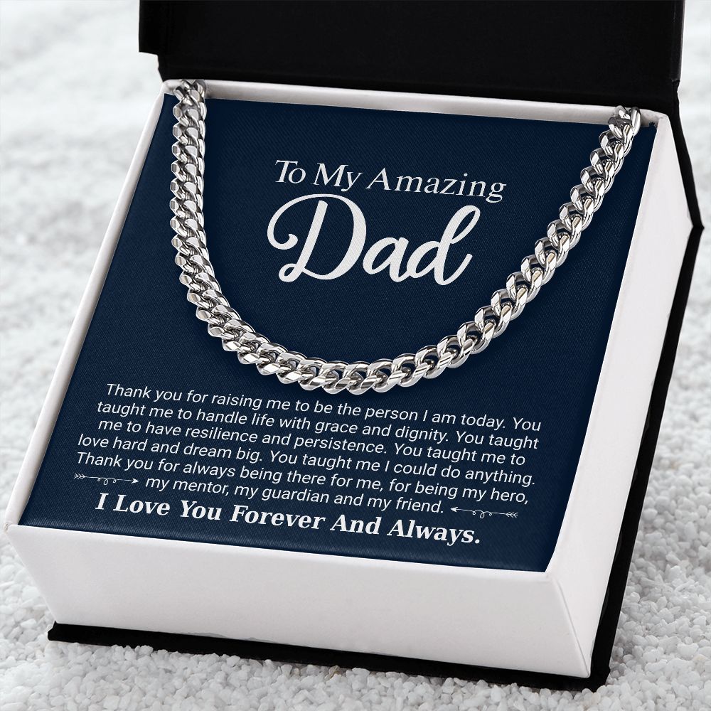 To My Amazing Dad - Thank You - Cuban Link Chain