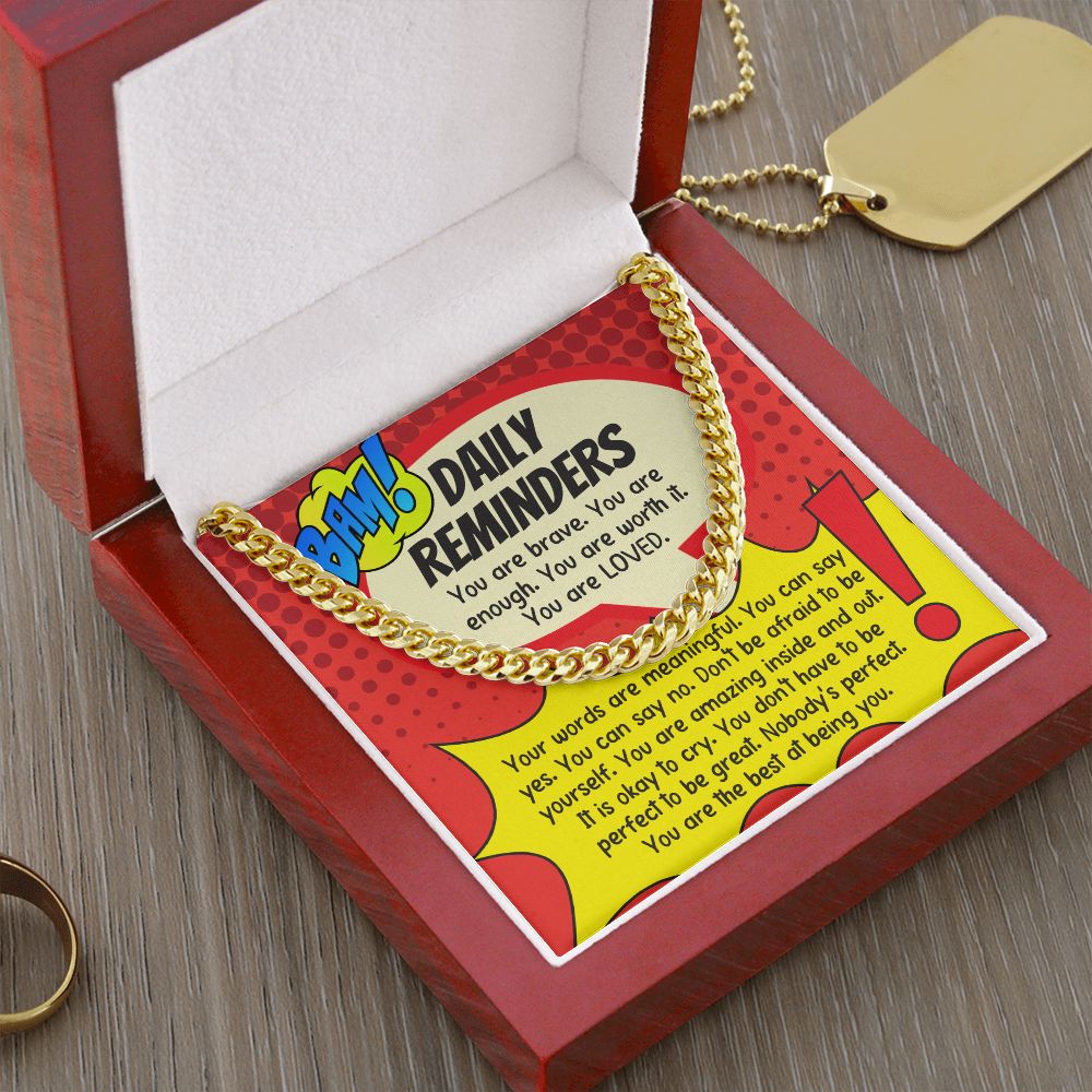 Emotional Support Necklace - Daily Reminders Comic - Cuban Link Chain