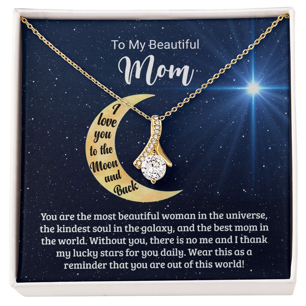 Gift for Mom - Moon and Back Galaxy - Alluring Beauty Necklace