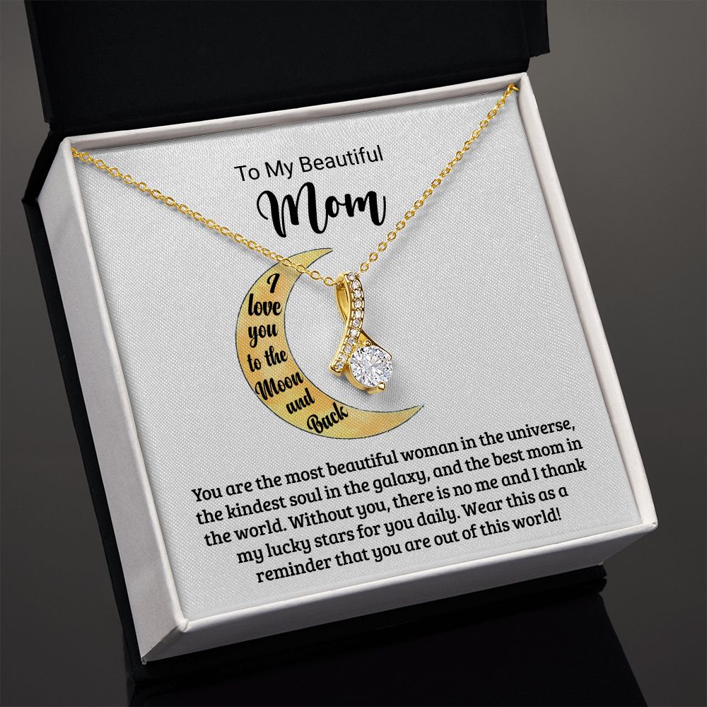 Gift for Mom - Moon and Back Necklace - Alluring Beauty