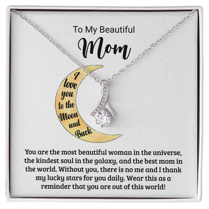 Gift for Mom - Moon and Back Necklace - Alluring Beauty
