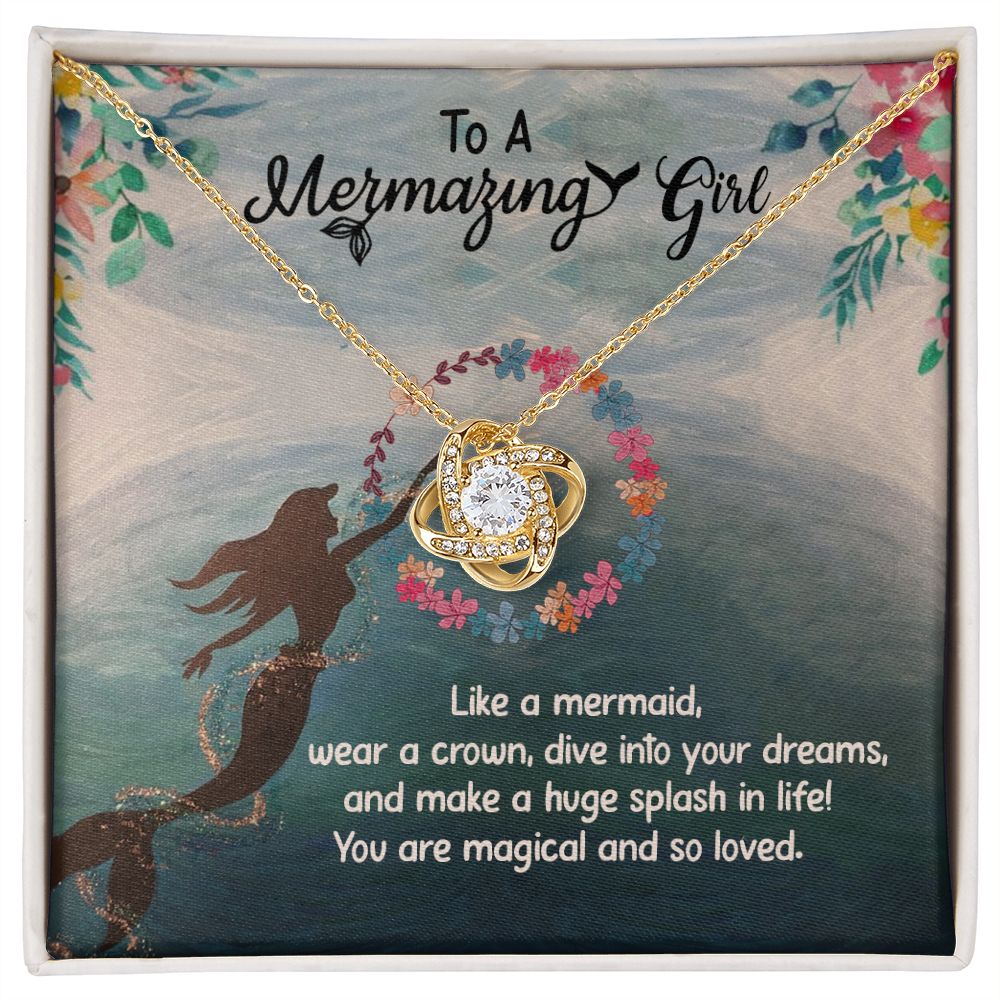 Mermazing Girl - You Are Magical - Gold Love Knot Necklace