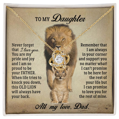 Gift for Daughter - GOLD Lion Love Knot Necklace