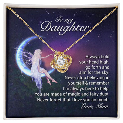 Gift for Daughter - GOLD Fairy Love Knot Necklace