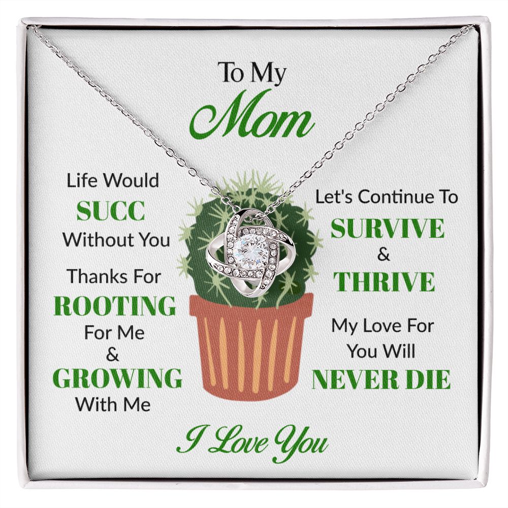 Gift for Plant Lover - Mom Succulent - Love Knot Necklace