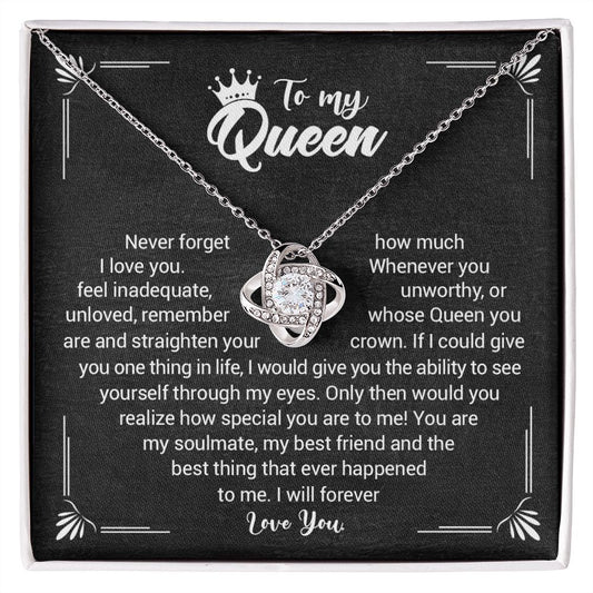 To My Queen - Necklace For Girlfriend / Wife - Love Knot Necklace