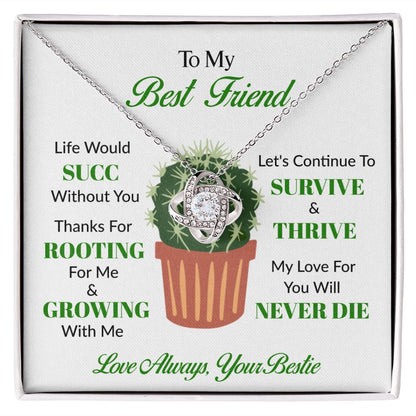Gift for Plant Lover - Best Friend Succulent - Love Knot Necklace