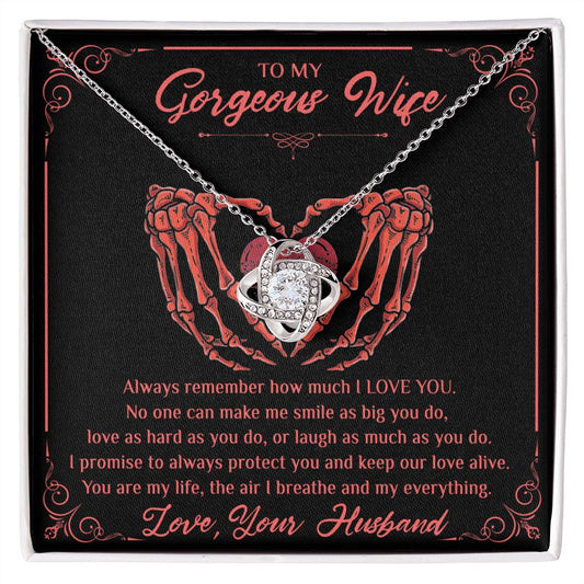 Valentine's Day Gift for Wife - Red Skeleton - Love Knot Necklace