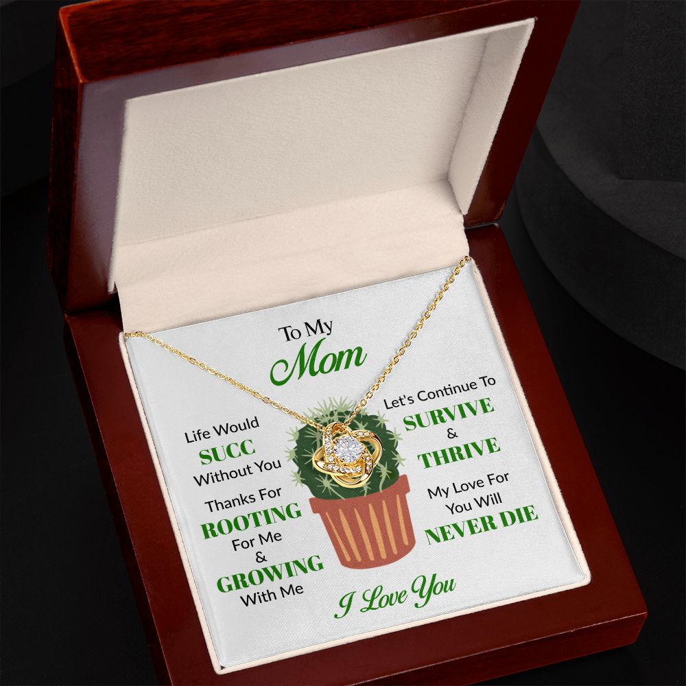 Gift for Plant Lover - Mom Succulent - Love Knot Necklace