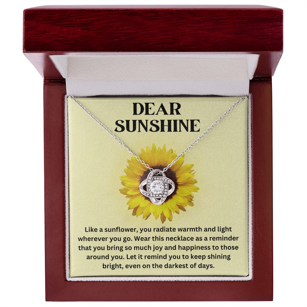 Empowerment Necklace - Dear Sunshine - Sunflower Love Knot Necklace