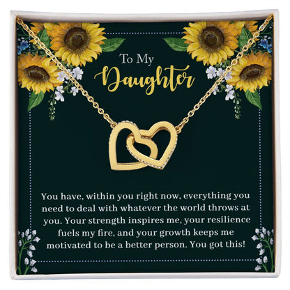 To My Daughter - You Got This -  Gold Interlocking Hearts