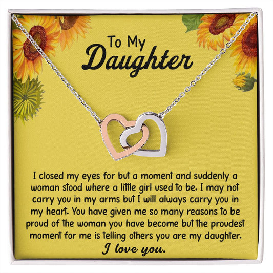 To My Daughter - Suddenly a Woman - Interlocking Hearts Necklace