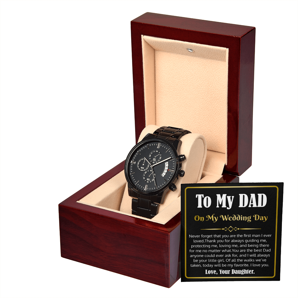 To My Dad - Wedding Gift From Bride - Black Chronograph Watch