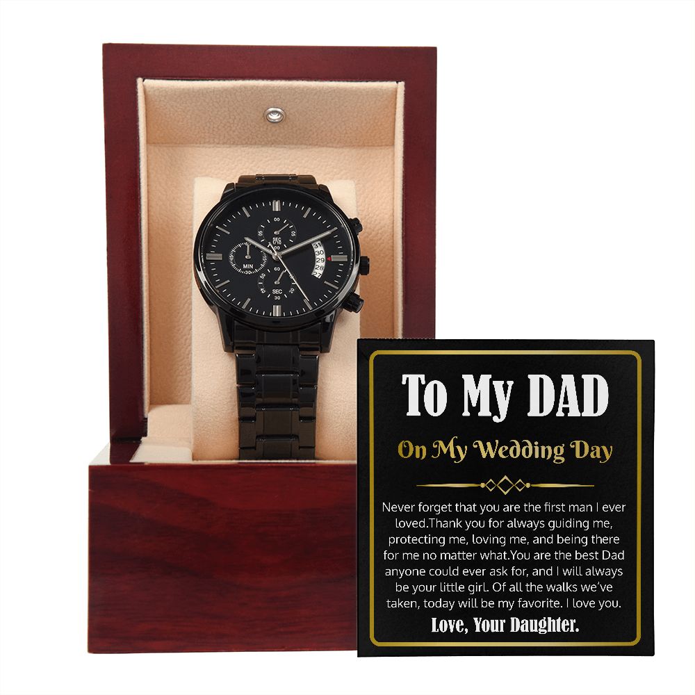 To My Dad - Wedding Gift From Bride - Black Chronograph Watch