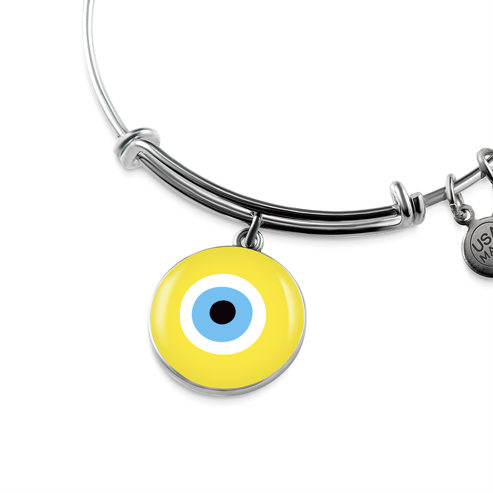 Yellow Evil Eye Bangle Bracelet