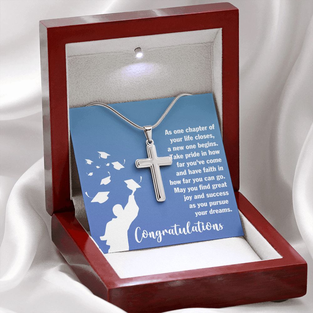 Graduation Gift - New Chapter - Artisan Cross Necklace