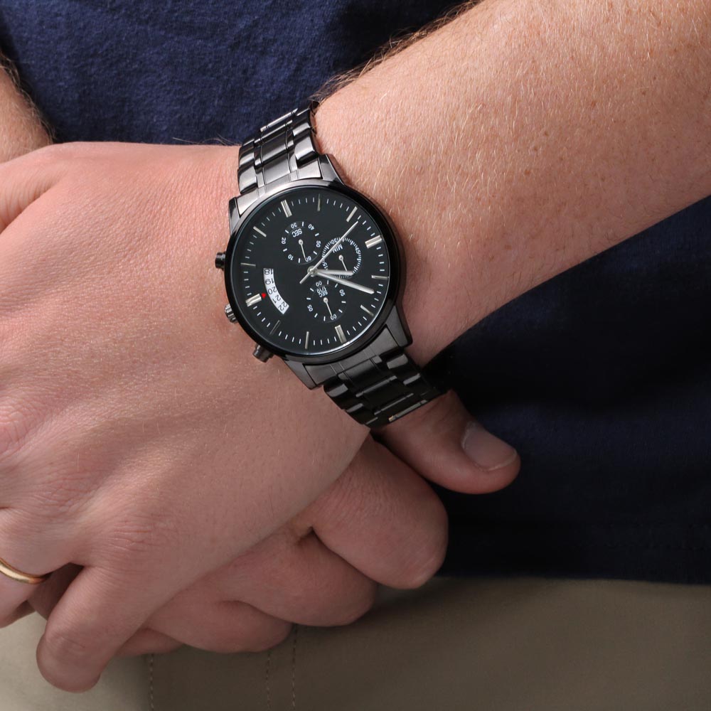 Funny Gift for Him - Valentine's Day Gift - Black Chronograph Watch