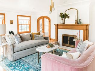 Jessica Nelson Design turquoise and pink living room