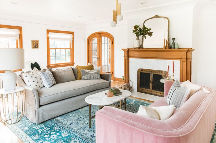 Jessica Nelson Design turquoise and pink living room