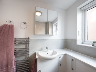 Bathroom with mirrored cabinet