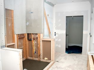 drywall in renovated bathroom