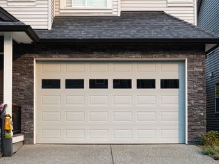 garage door on a suburban home