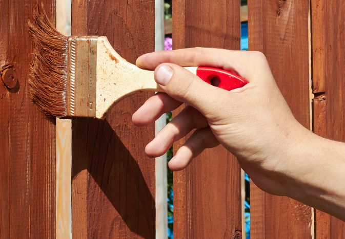 staining a fence