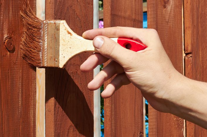 staining a fence