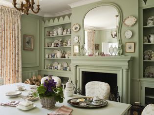 dining room with styled vintage and antique pieces