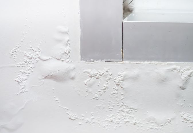 white paint bubbles in wall 