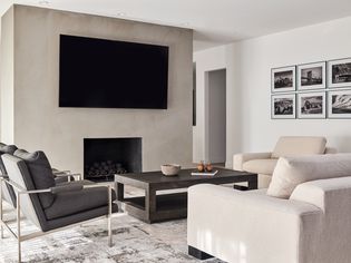 neutral black and white living room