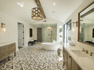 Sink and bathtub in luxury bathroom